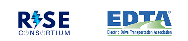 RISE-EDTA-logos RISE logo and Electric Drive Transportation Association (EDTA)